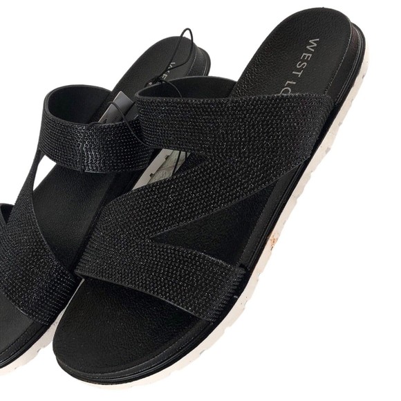 West Loop Slip On Women’s Sandal Size Small 5/6 NWT Black Soft - Picture 4 of 16